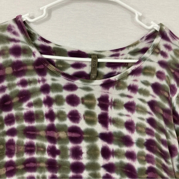 XCVI Purple Green Tie Dye Round Neck Stretch Long Sleeve Top Medium - Picture 5 of 10